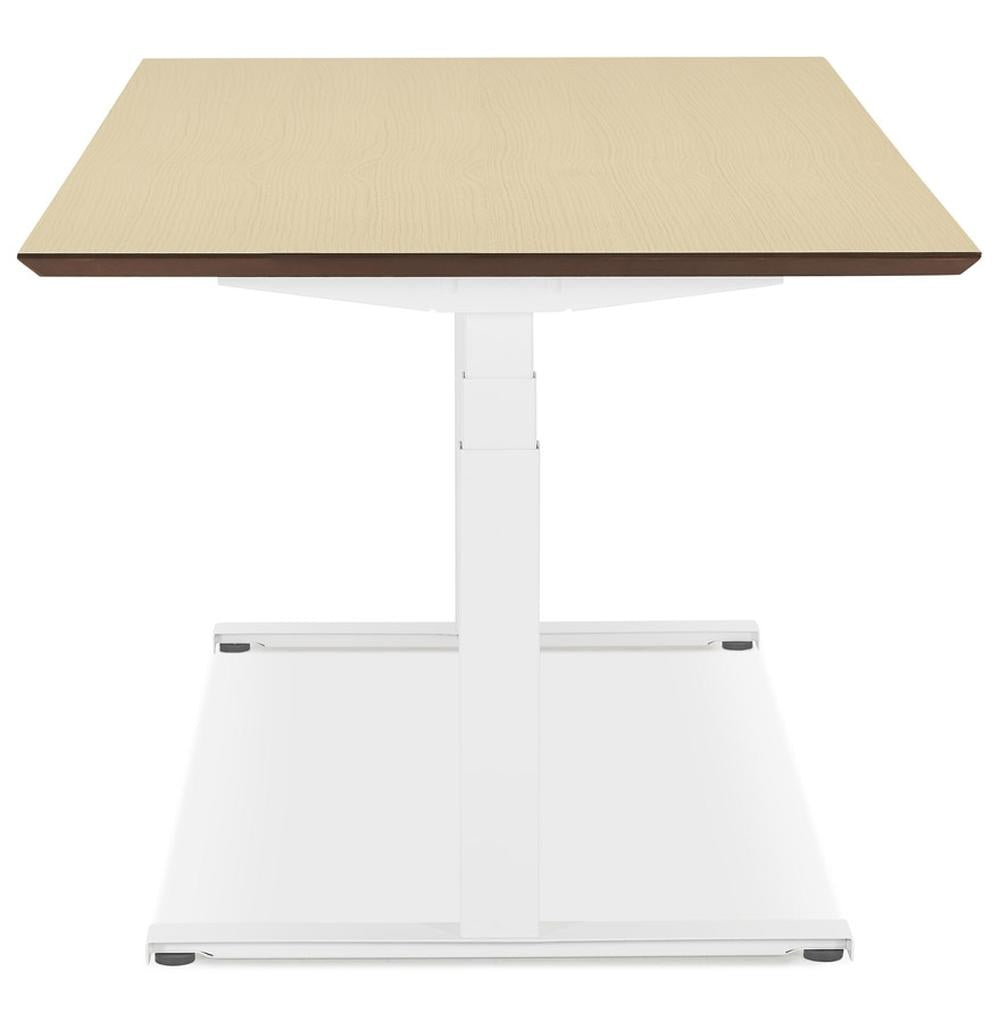 Schreibtisch für Homeoffice - 150x70 cm - elektrisch höhenverstellbar - beige-weißes Design - ermöglicht Wechsel zwischen Sitzen und Stehen - Kadima Design_