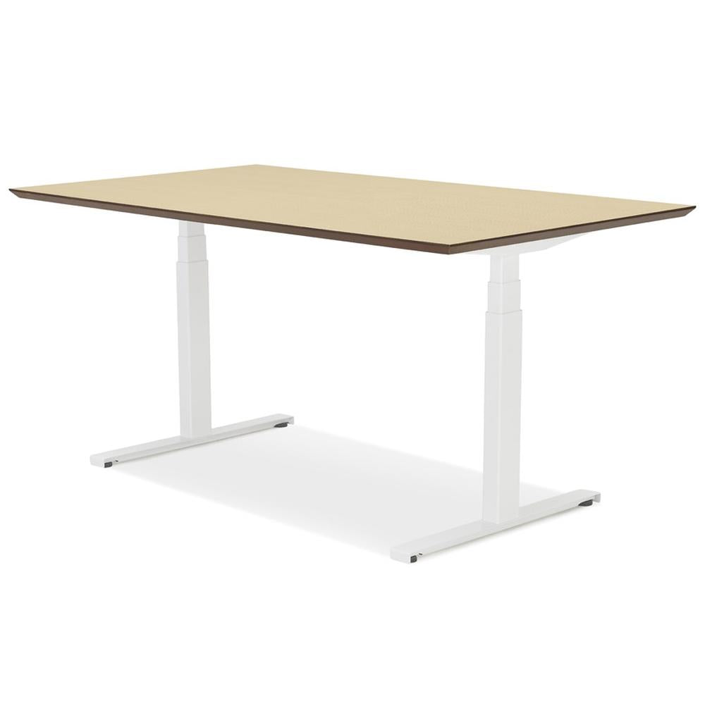 Elektrisch höhenverstellbarer Schreibtisch - 150x70 cm - beige-weiß - MDF-Holzplatte - 63-128 cm verstellbar - ideal für Homeoffice_