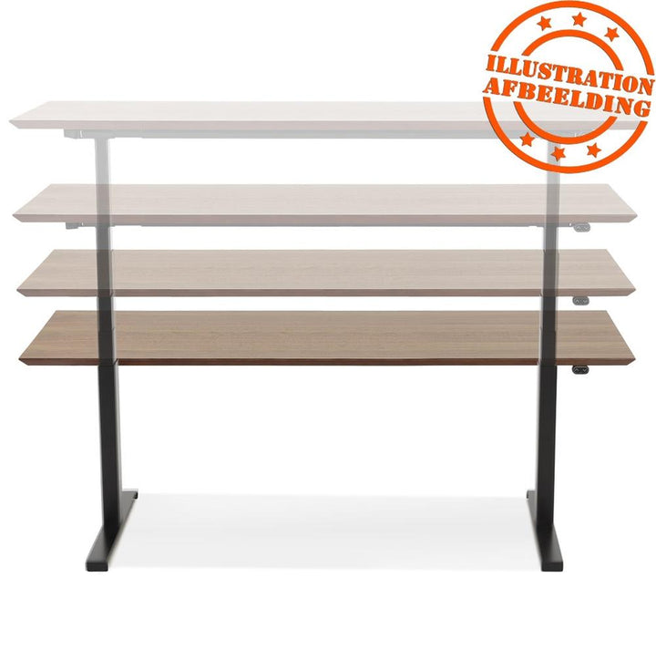 Höhenverstellbarer Schreibtisch - 150x70 cm - beige-schwarz - MDF-Holzplatte - elektrisch von 63-128 cm verstellbar - stilvoll und praktisch - Kadima Design_