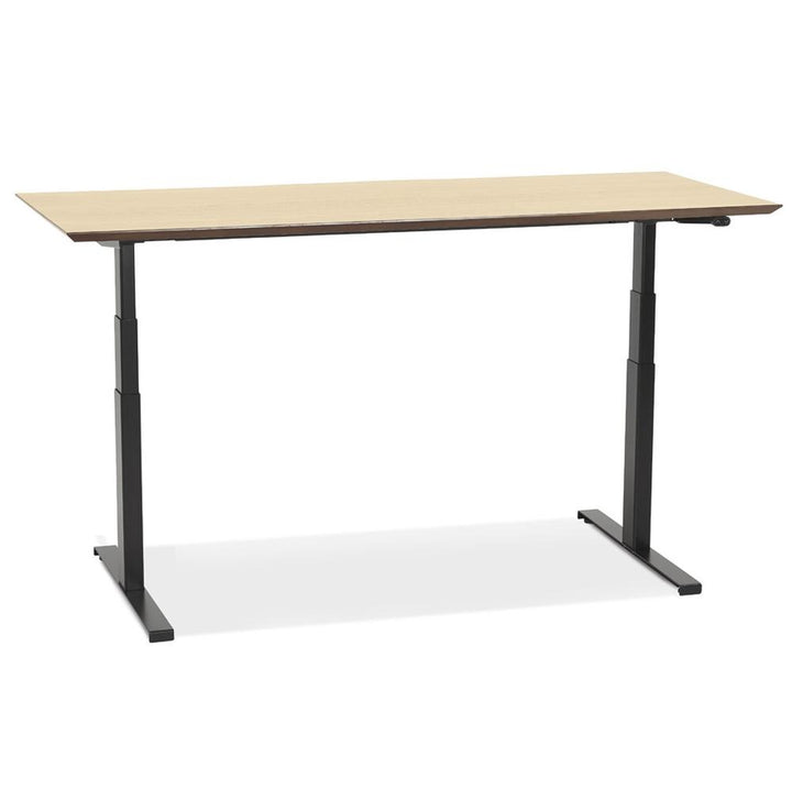 Großer Bürotisch - Elektrische Höhenverstellung - beige-schwarze Farbkombination - 120 kg Tragkraft - ideal für Homeoffice und Büro - Kadima Design_