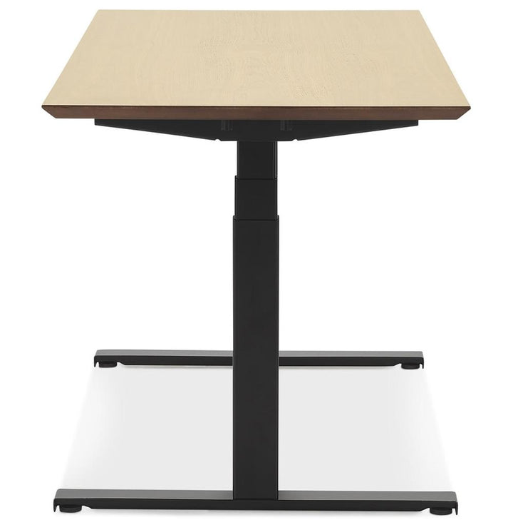 Ergonomischer Arbeitstisch - Beige-schwarze MDF-Platte - 180x90 cm - elektrisch verstellbar 63-128 cm - fördert gesundes Arbeiten - Kadima Design_