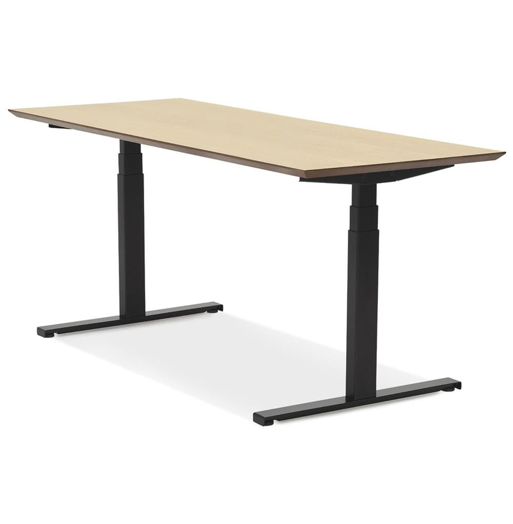 Schreibtisch für flexible Arbeitsstile - 180x90 cm - beige-schwarz - elektrische Höhenverstellung - unterstützt dynamisches Arbeiten - Kadima Design_