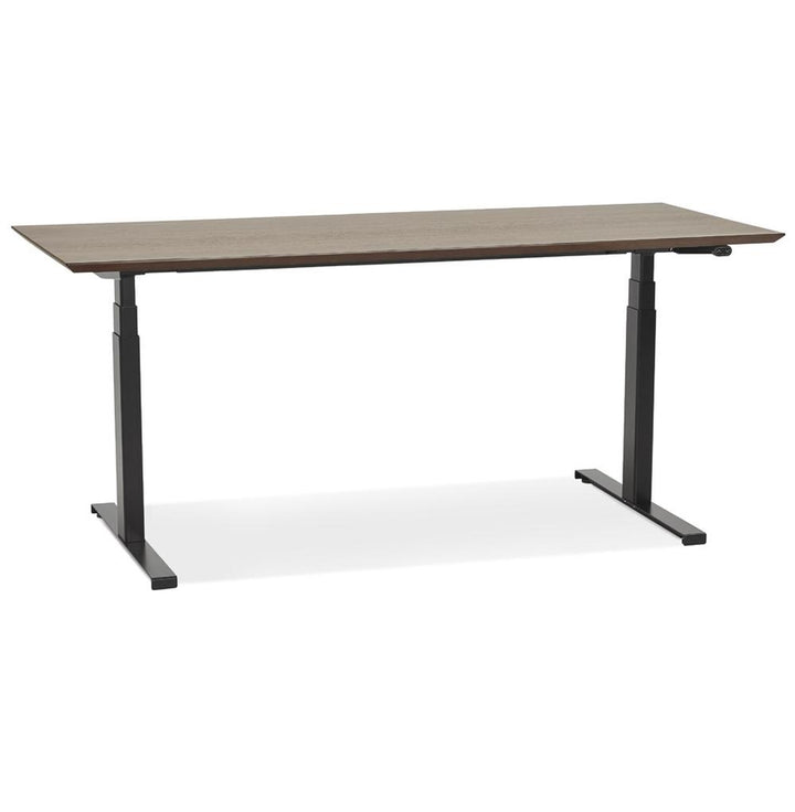 Braun-schwarzer höhenverstellbarer Schreibtisch - 180x90 cm - MDF-Holzplatte - elektrisch von 63-128 cm verstellbar - stilvoll und praktisch - Kadima Design_