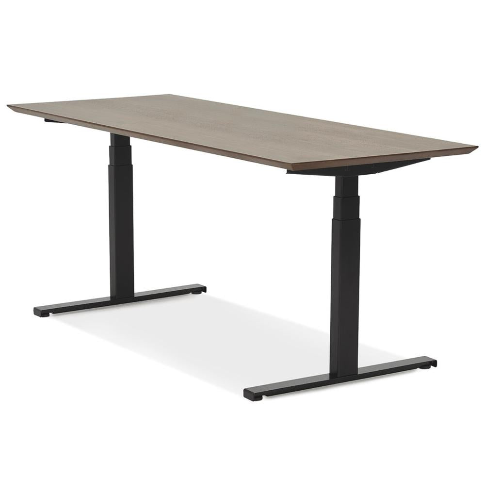 Ergonomischer Arbeitstisch - Braun-schwarze MDF-Platte - 180x90 cm - elektrisch verstellbar 63-128 cm - vielseitig einsetzbar - Kadima Design_