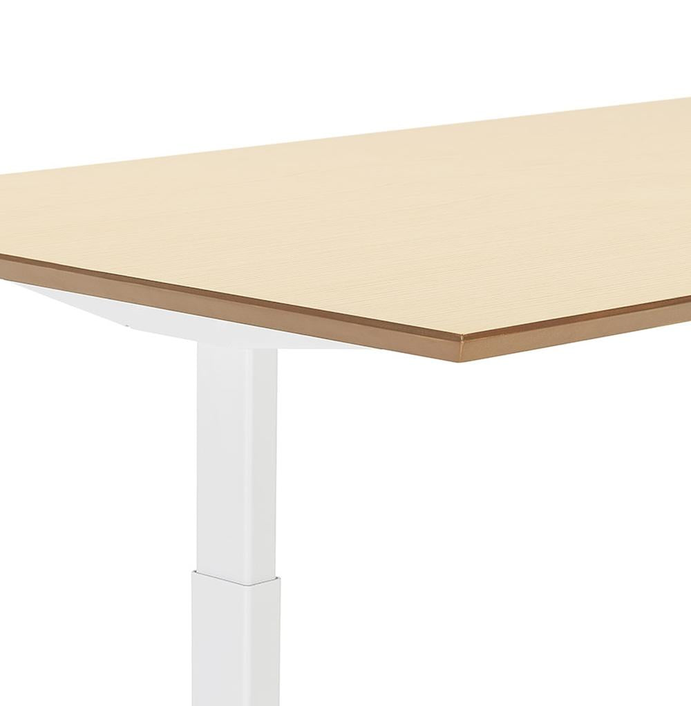 Schreibtisch für Homeoffice - 150x70 cm - elektrisch höhenverstellbar - beige-weißes Design - ermöglicht Wechsel zwischen Sitzen und Stehen - Kadima Design_