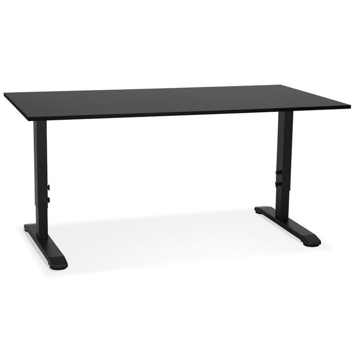 Schwarzer Schreibtisch - 160x80 cm - höhenverstellbar 67-86 cm - MDF-Platte mit Metallgestell - für Homeoffice und Büro - Kadima Design_