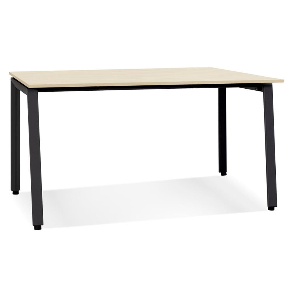 Schreibtisch beige-schwarz 160x80cm - Holzoptik-Platte - schwarzes Metallgestell - ideal fürs Arbeitszimmer - Kadima Design_