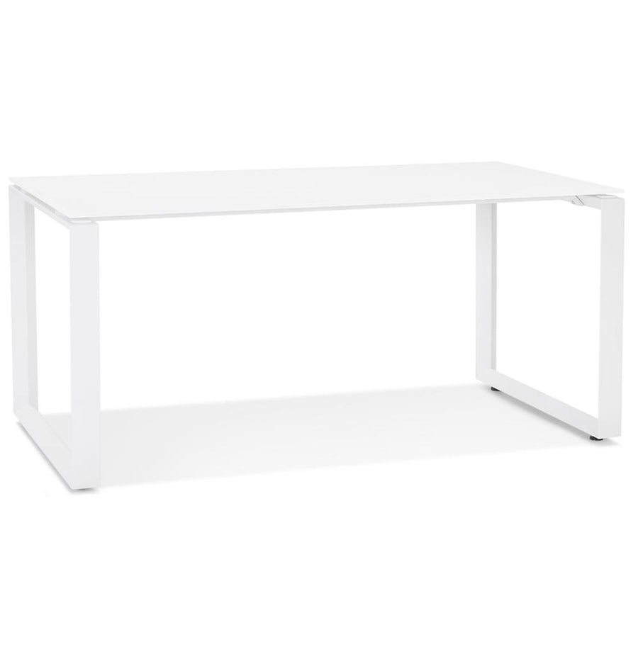 Weißer Schreibtisch - 160x80 cm Glasplatte - modernes Design mit Metallgestell - ideal für Homeoffice und Büro - Kadima Design_