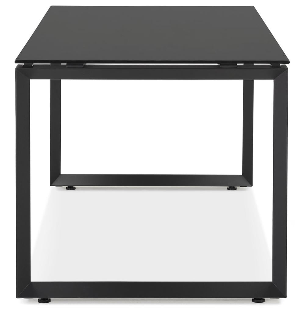 Bürotisch mit Glasplatte - Robustes schwarzes Metallgestell - zeitgemäßes Design - bietet Raum für kreatives Arbeiten - Kadima Design_