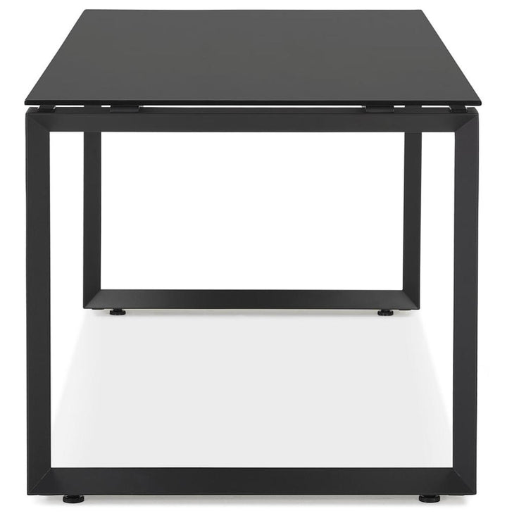 Bürotisch mit Glasplatte - Robustes schwarzes Metallgestell - zeitgemäßes Design - bietet Raum für kreatives Arbeiten - Kadima Design_