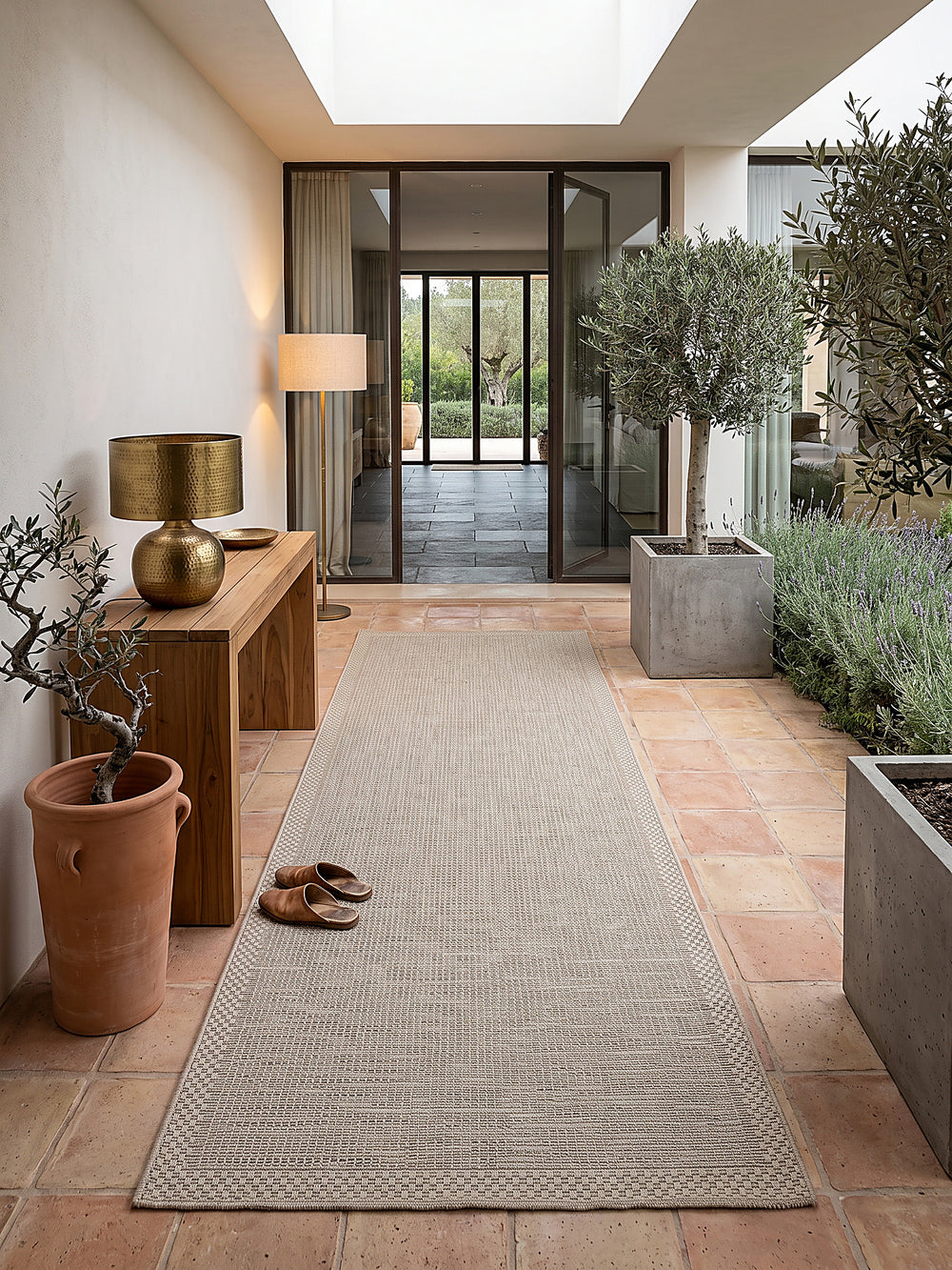 Teppich Beige Läufer Draufsicht_