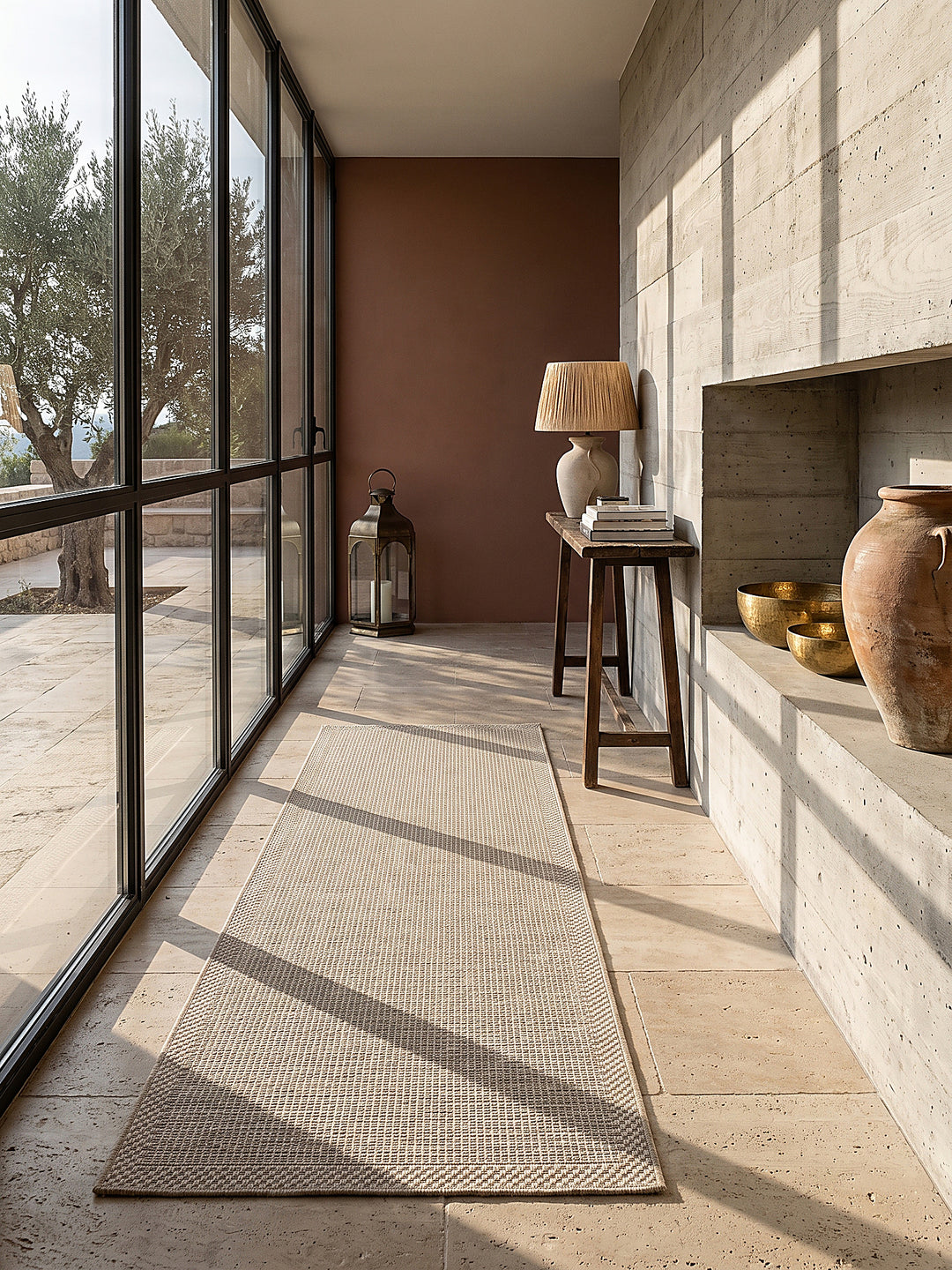 Teppich Beige Läufer im modernen Wohnzimmer_
