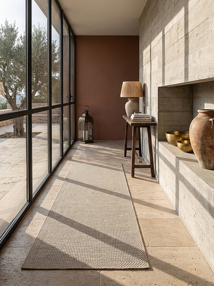 Teppich Beige Läufer im modernen Wohnzimmer_