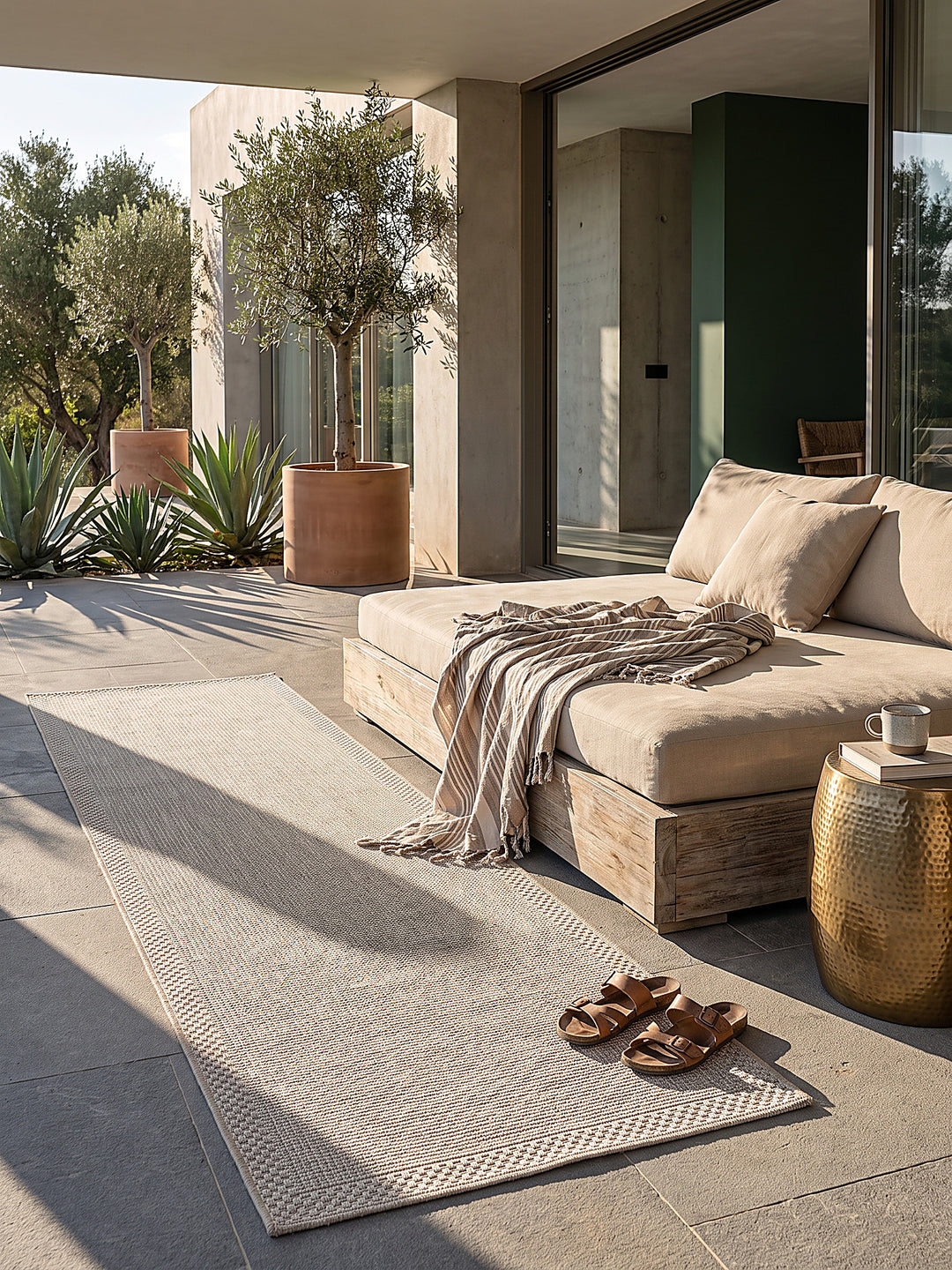 Teppich Beige Läufer gemütliche Wohnszene_