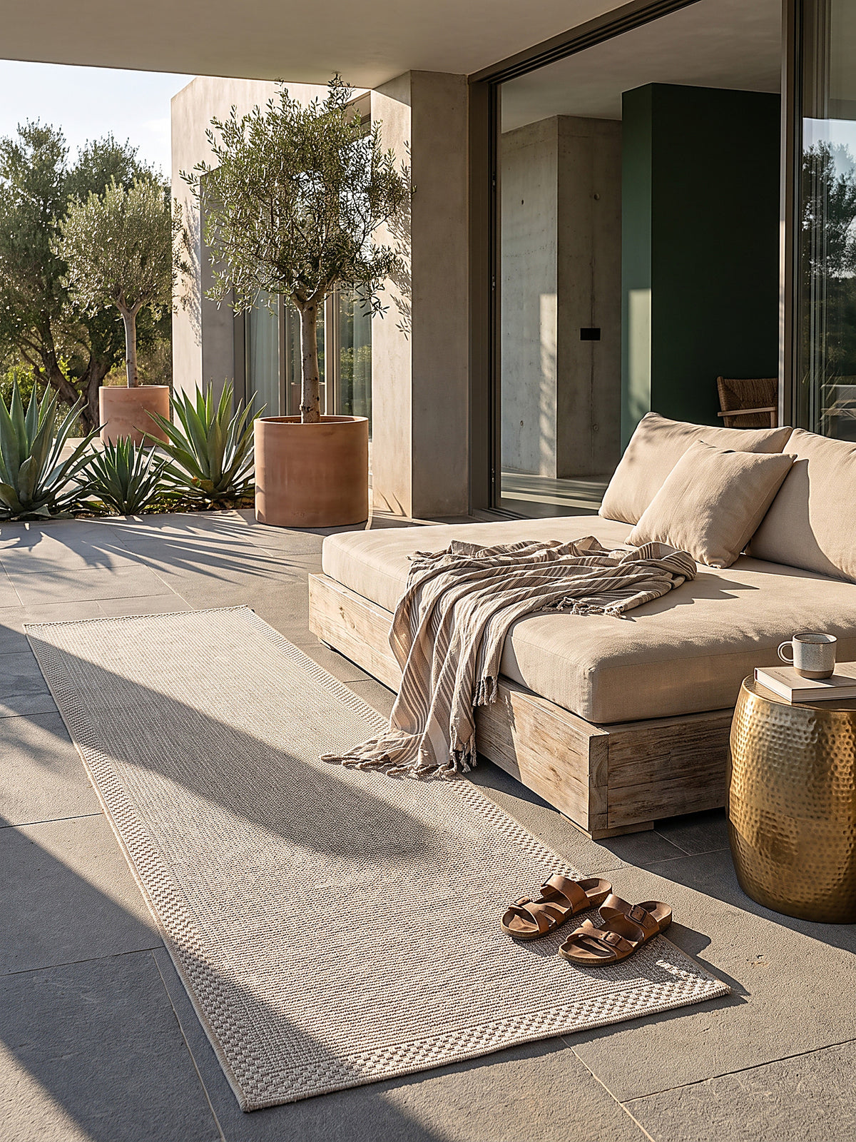 Teppich Beige Läufer gemütliche Wohnszene_