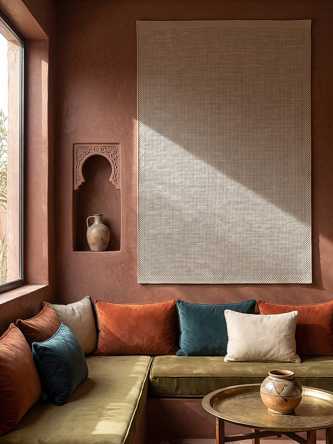 Teppich Beige als Wandteppich_