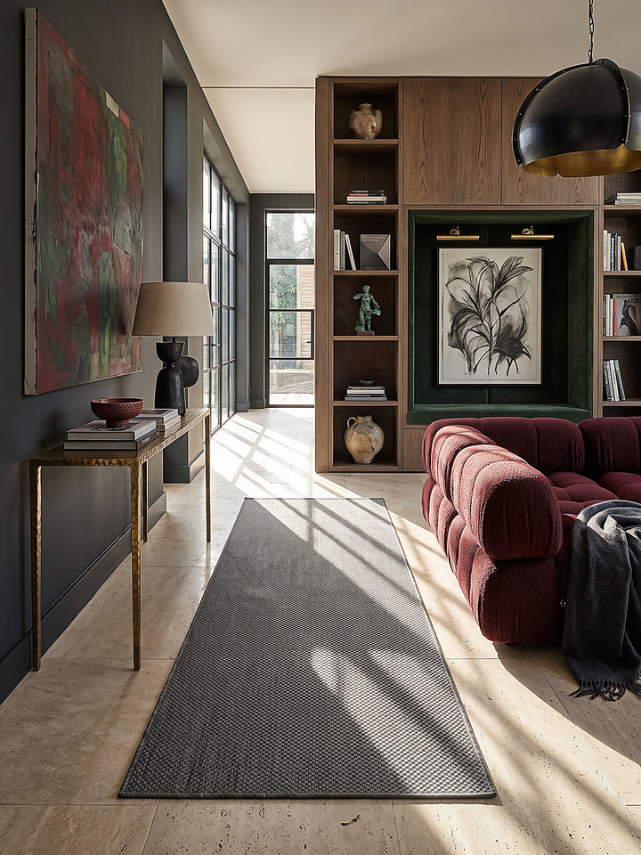 Teppich Anthrazit Läufer im modernen Wohnzimmer_