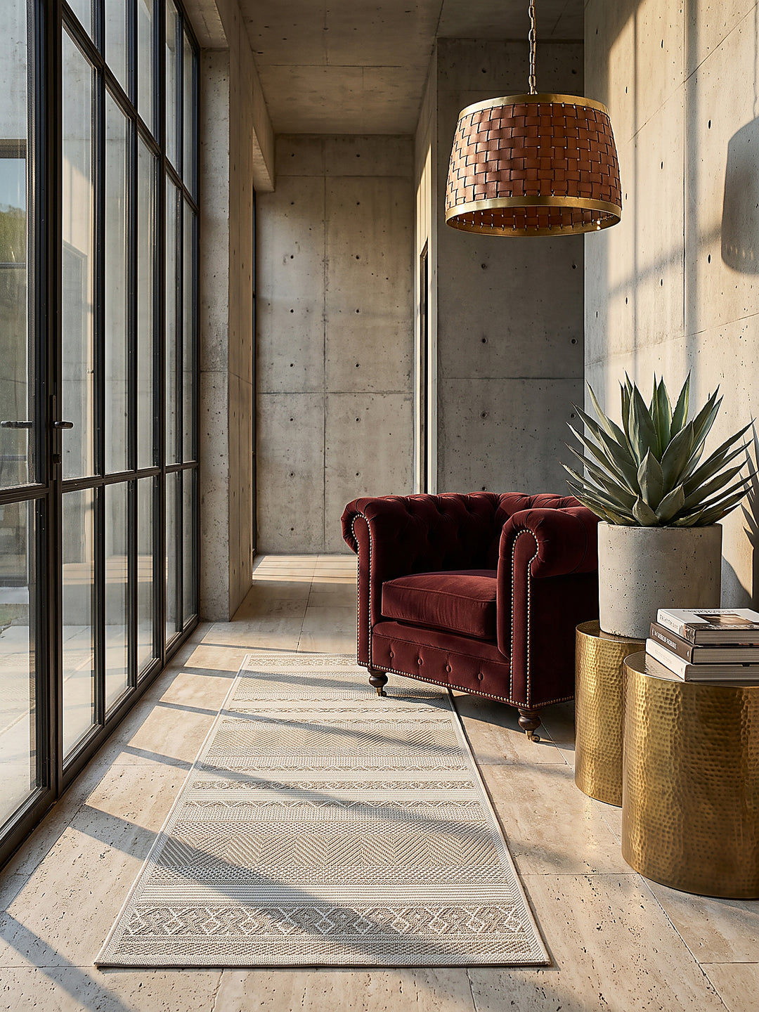 Teppich Beige Läufer im modernen Wohnzimmer_