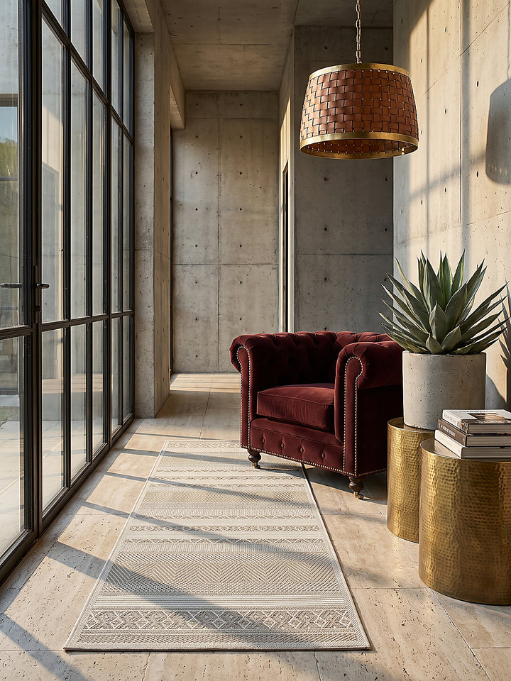Teppich Beige Läufer im modernen Wohnzimmer_
