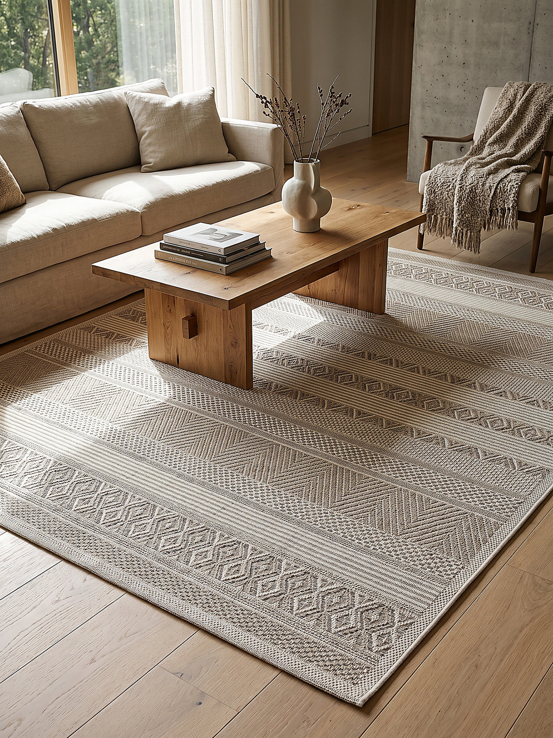 Teppich Beige Webstruktur Nahaufnahme_
