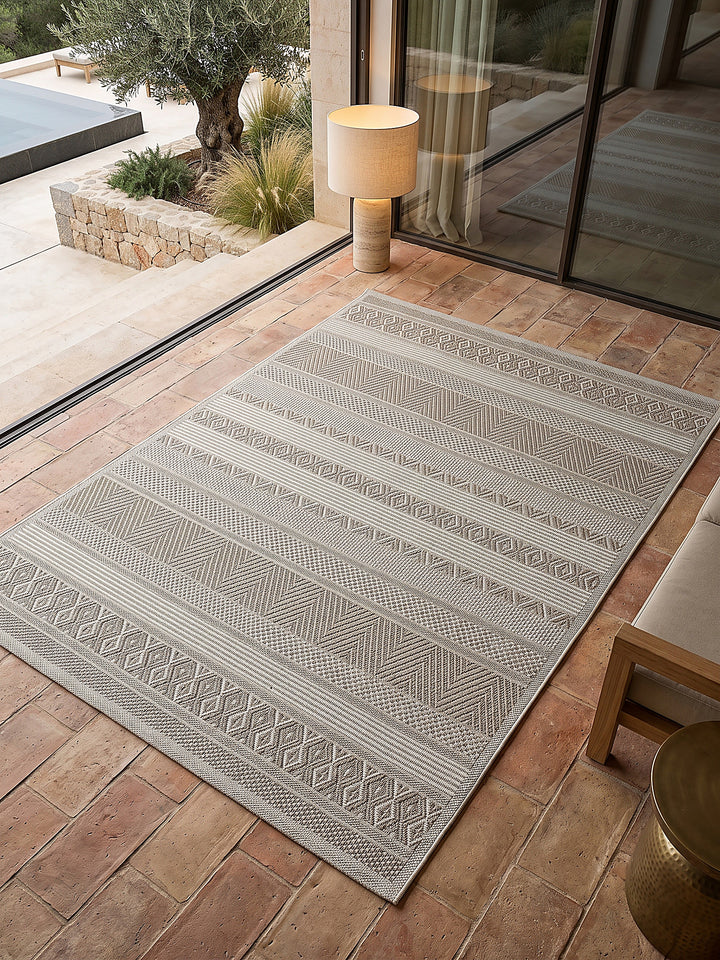 Teppich Beige rechteckig Draufsicht_