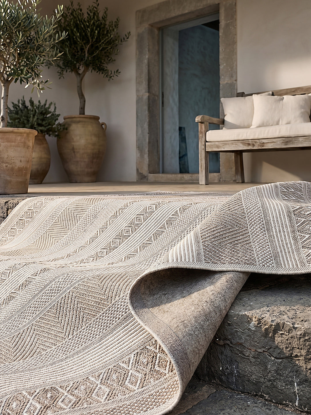 Teppich Beige rechteckig Editorial Styling_