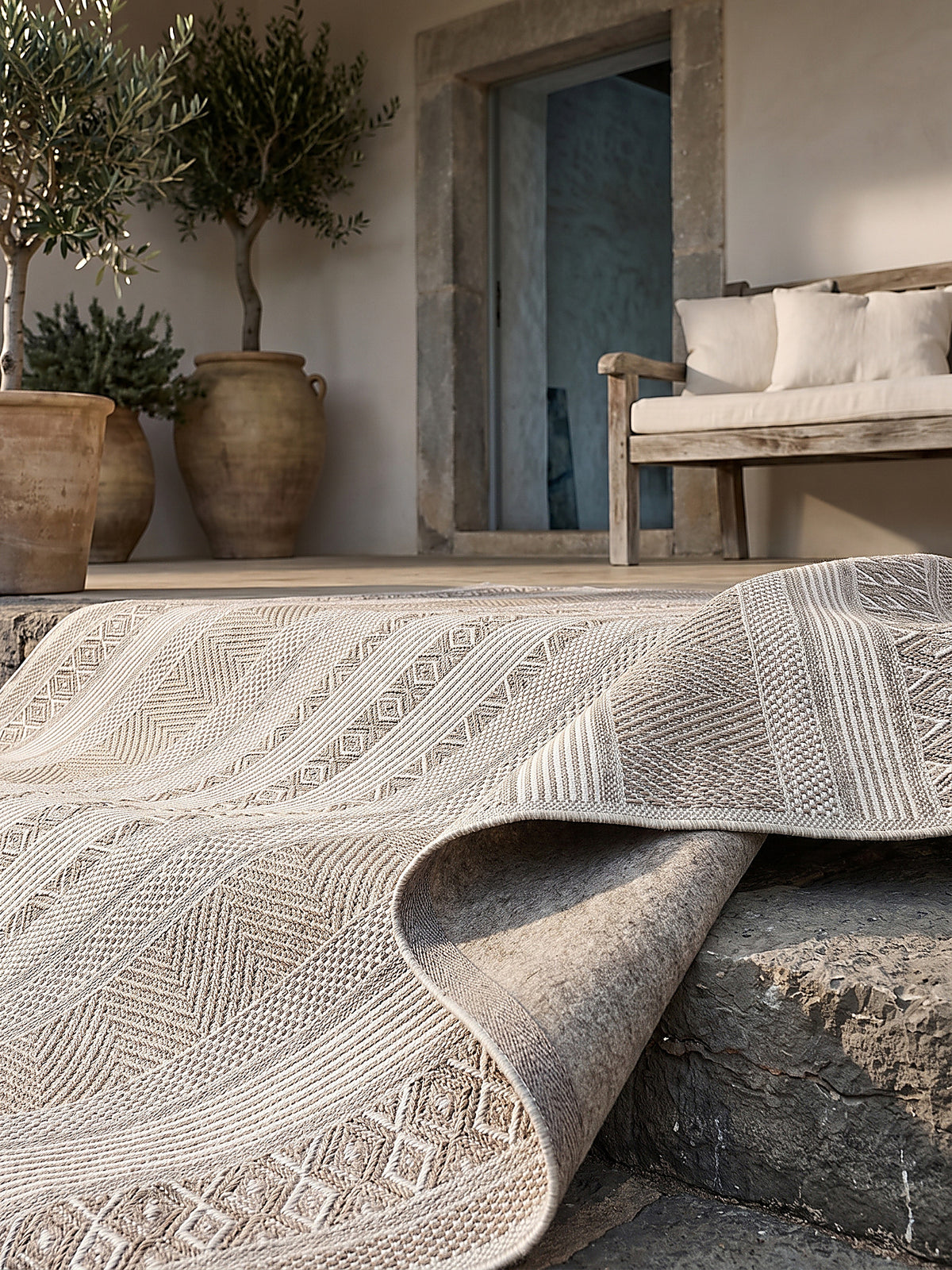 Teppich Beige rechteckig Editorial Styling
