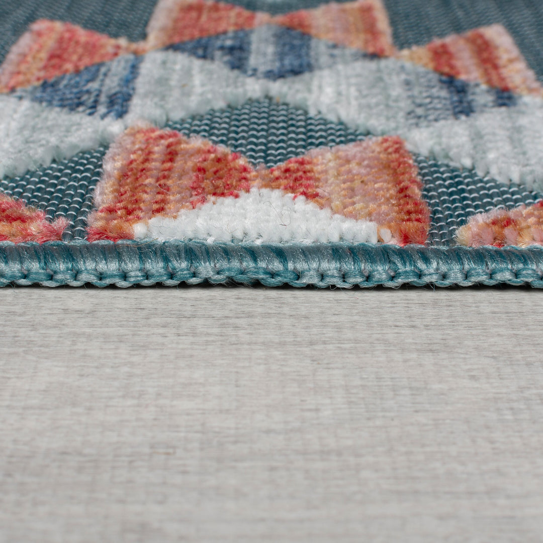 Indoor Outdoor Teppich  - Wetterfest &amp; Pflegeleicht  - Hoch-Niederflor mit Boho Orientalischem Design_Läufer_