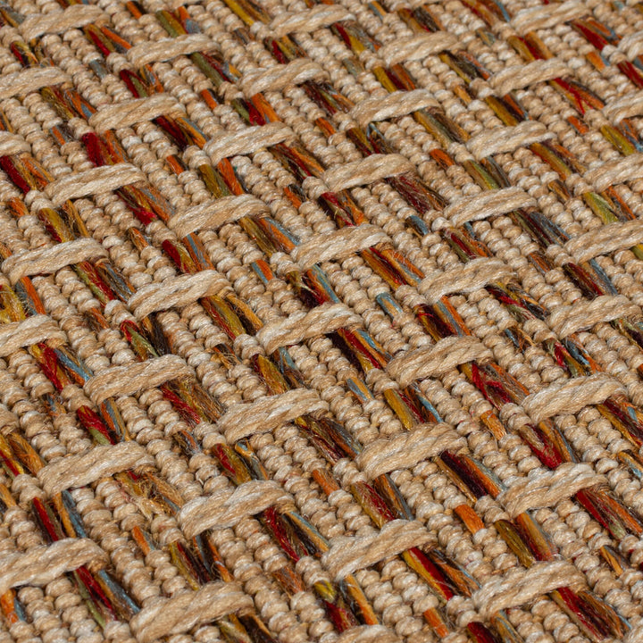 Outdoor Teppich Rauten Natural - Balkon schmutzabweisend_Natur-Terrakotta_Läufer_