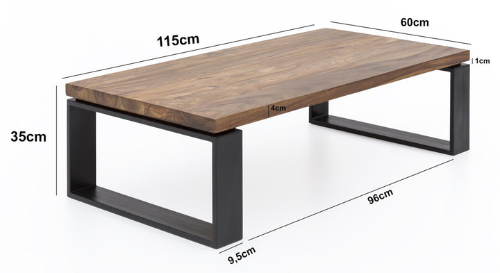 Industrial Couchtisch_ Holz und Metall_ 115x60 cm_ Einzigartige Holzmaserung - KADIMA DESIGN_Größe_ 115x60x35 cm_