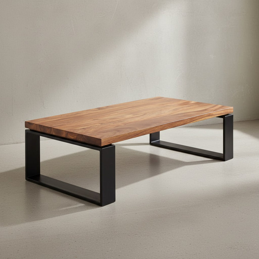 Industrial Couchtisch_ Holz und Metall_ 115x60 cm_ Einzigartige Holzmaserung - KADIMA DESIGN_Größe_ 115x60x35 cm_