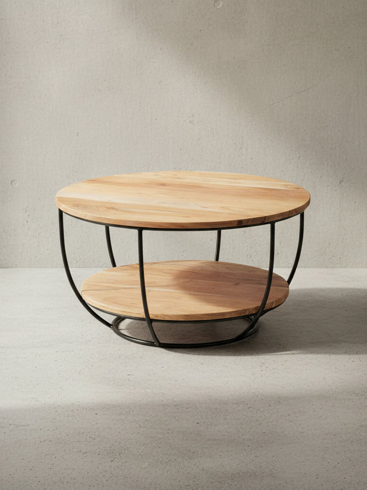 Technisches Maßbild des Couchtisches mit exakten Abmessungen: Breite 60 cm, Höhe 34,5 cm, Tiefe 60 cm für die präzise Raumplanung._