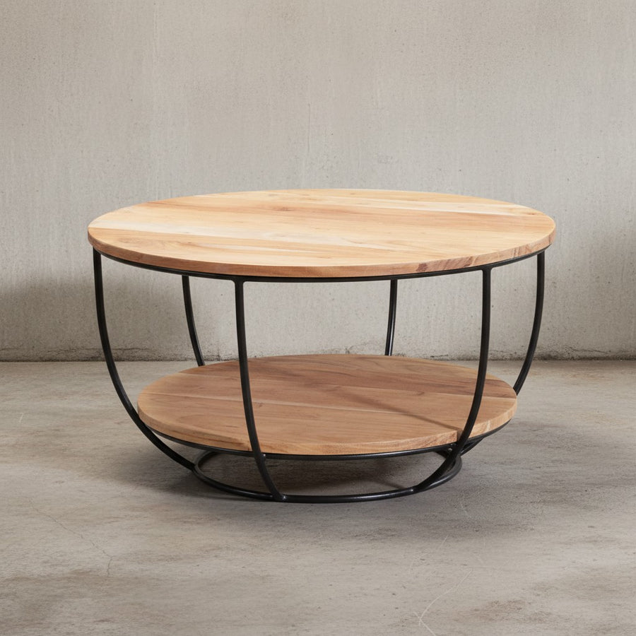 Industrial Couchtisch aus Akazienholz_ schwarze Edelstahlbeine_ handgefertigt - KADIMA DESIGN_Größe_ 60x60x34 cm_