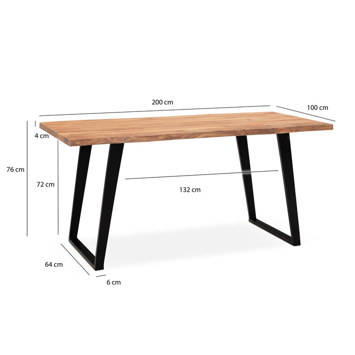 XXL Esstisch 200x100cm mit Baumkante und U-Form Gestell von Kadima Design_