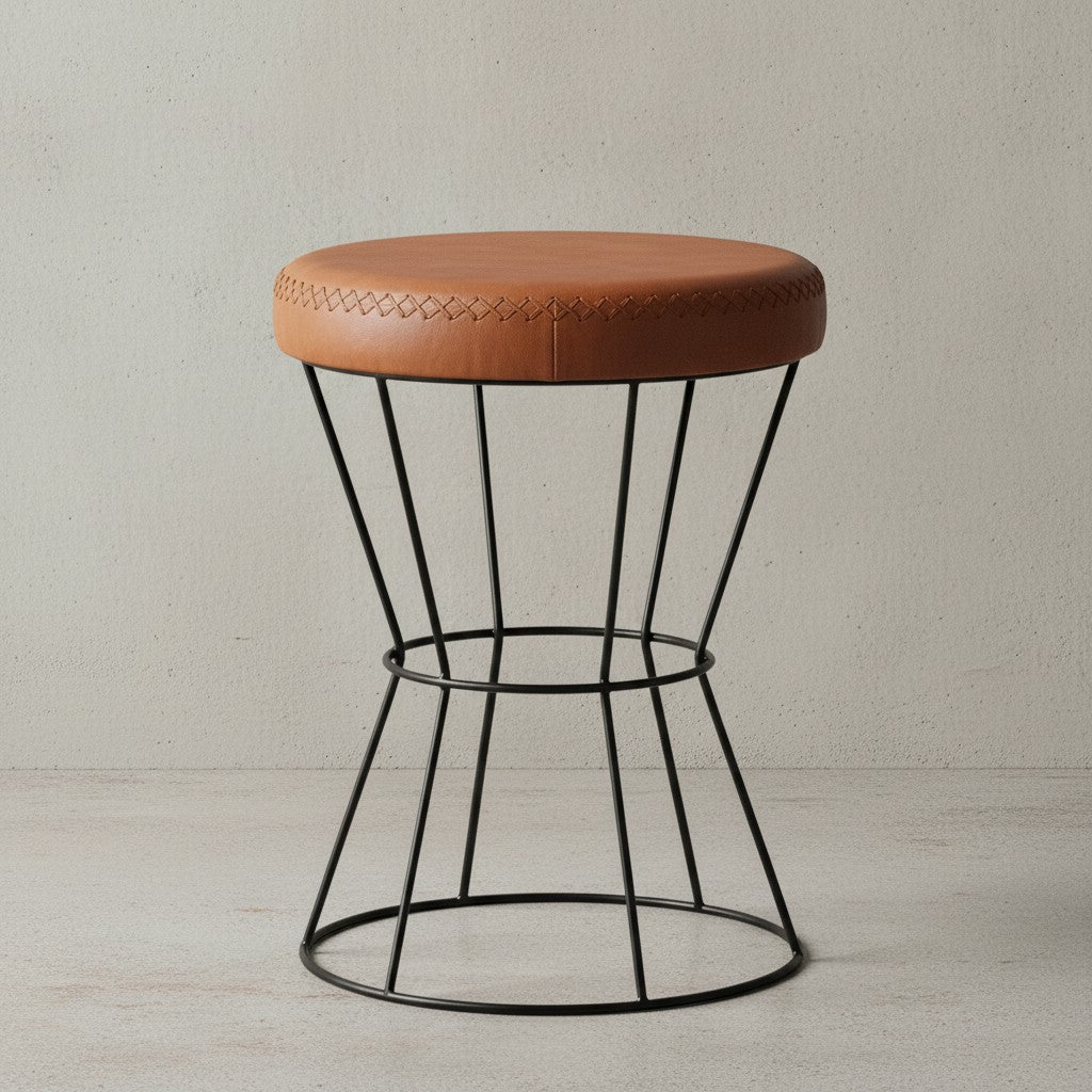 Industrial Sitzhocker_ Sicherer Sitzkomfort in extravagantem Echtleder - KADIMA DESIGN_Größe_ 35x35x48 cm_