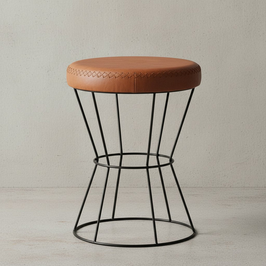 Industrial Sitzhocker_ Sicherer Sitzkomfort in extravagantem Echtleder - KADIMA DESIGN_Größe_ 35x35x48 cm_