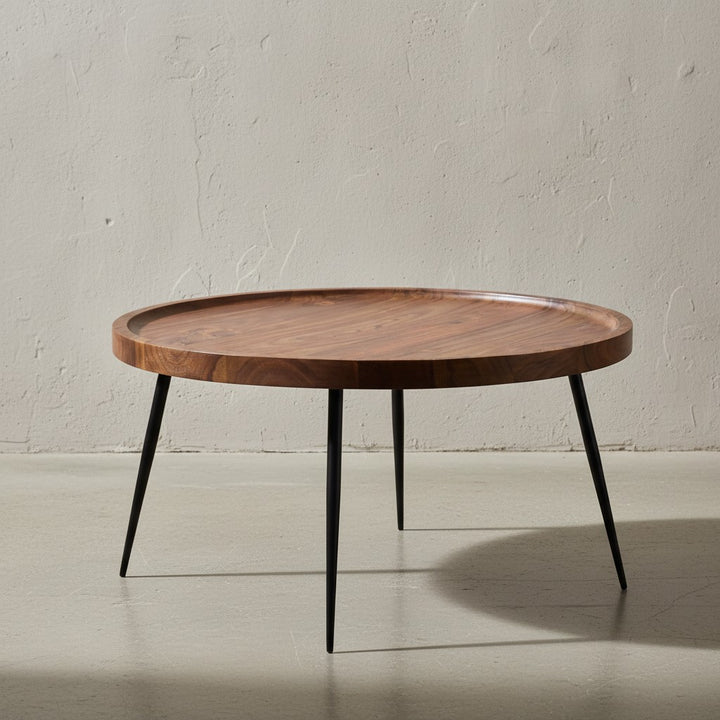 Industrial-Stil Couchtisch_ Runde Holzplatte_ Metallbeine_ handgefertigt_ pflegeleicht - KADIMA DESIGN_Größe_ 75x75x39 cm_