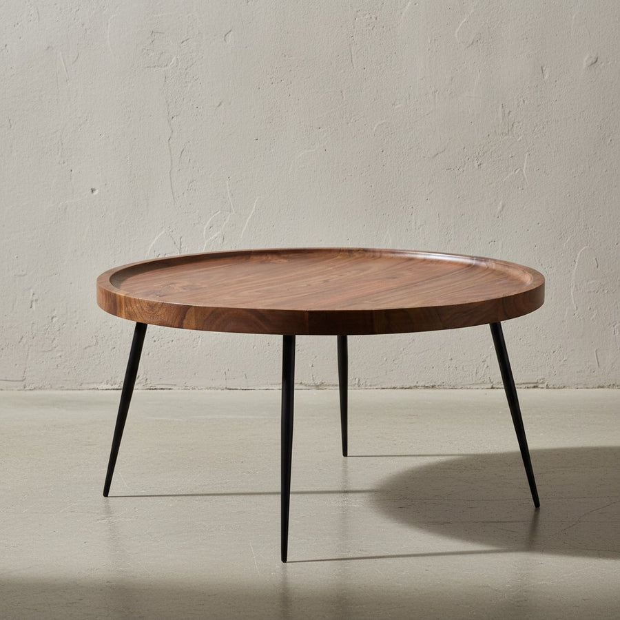 Industrial-Stil Couchtisch_ Runde Holzplatte_ Metallbeine_ handgefertigt_ pflegeleicht - KADIMA DESIGN_Größe_ 75x75x39 cm_
