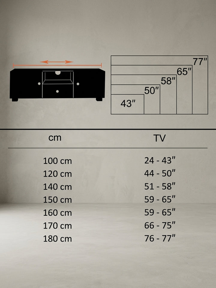Gesamtansicht des exklusiven Sheeshamholz TV-Schranks im zeitlosen Design. Ein perfektes Massivholzmöbelstück für eine warme, stilvolle und aufgeräumte Wohnzimmer-Einrichtung._