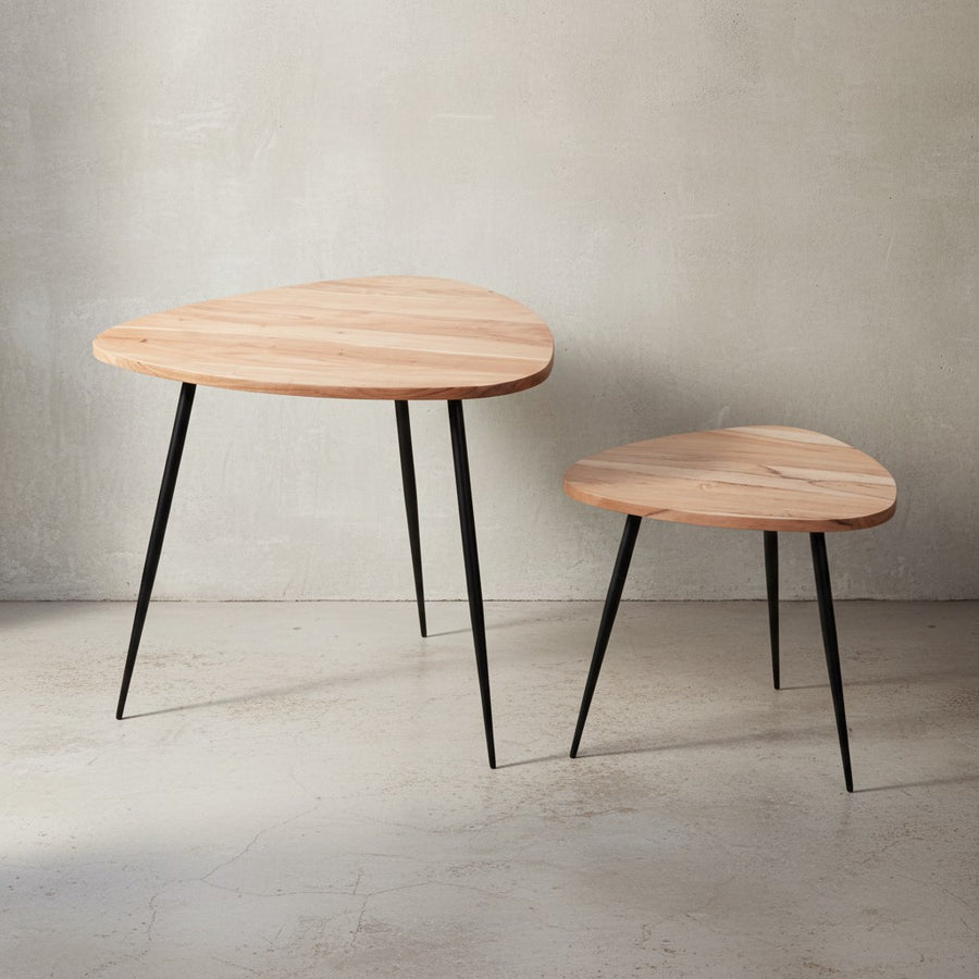 Industrial Style Beistelltische_ 2er Set aus Holz und Metall_ 60x51x60 cm und 42_5x37x42_5 cm_ 30 kg/25 kg Belastbarkeit - KADIMA DESIGN_Größe_ 60x60x51 cm_