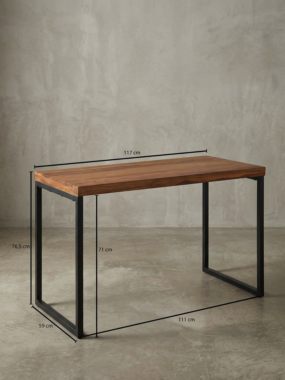 Schreibtisch Sheesham Massivholz natur Design modern 117x59x77 cm Möbel Einrichtung Home Office stilvoll zeitgenössisch elegant Wohnen Interior Zuhause Wohnzimmer hochwertig Premium robust_