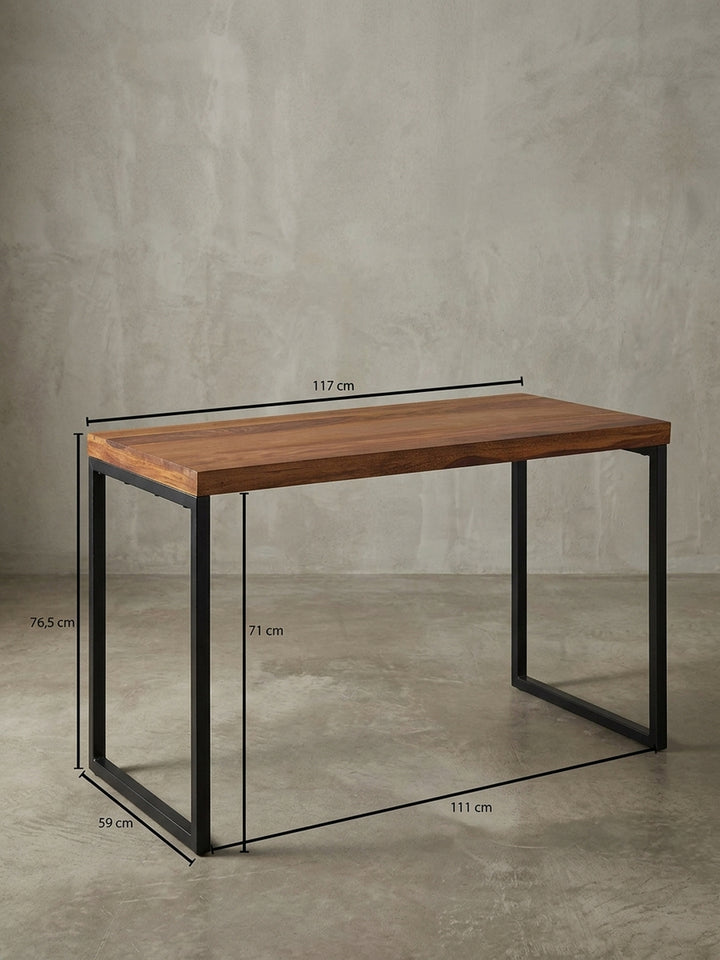 Schreibtisch Sheesham Massivholz natur Design modern 117x59x77 cm Möbel Einrichtung Home Office stilvoll zeitgenössisch elegant Wohnen Interior Zuhause Wohnzimmer hochwertig Premium robust_
