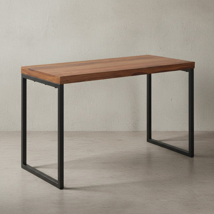 Industrie Schreibtisch_ Sheesham-Massivholz/Metall_ Handgefertigt_ Materialmix - KADIMA DESIGN_Größe_ 117x59x77 cm_