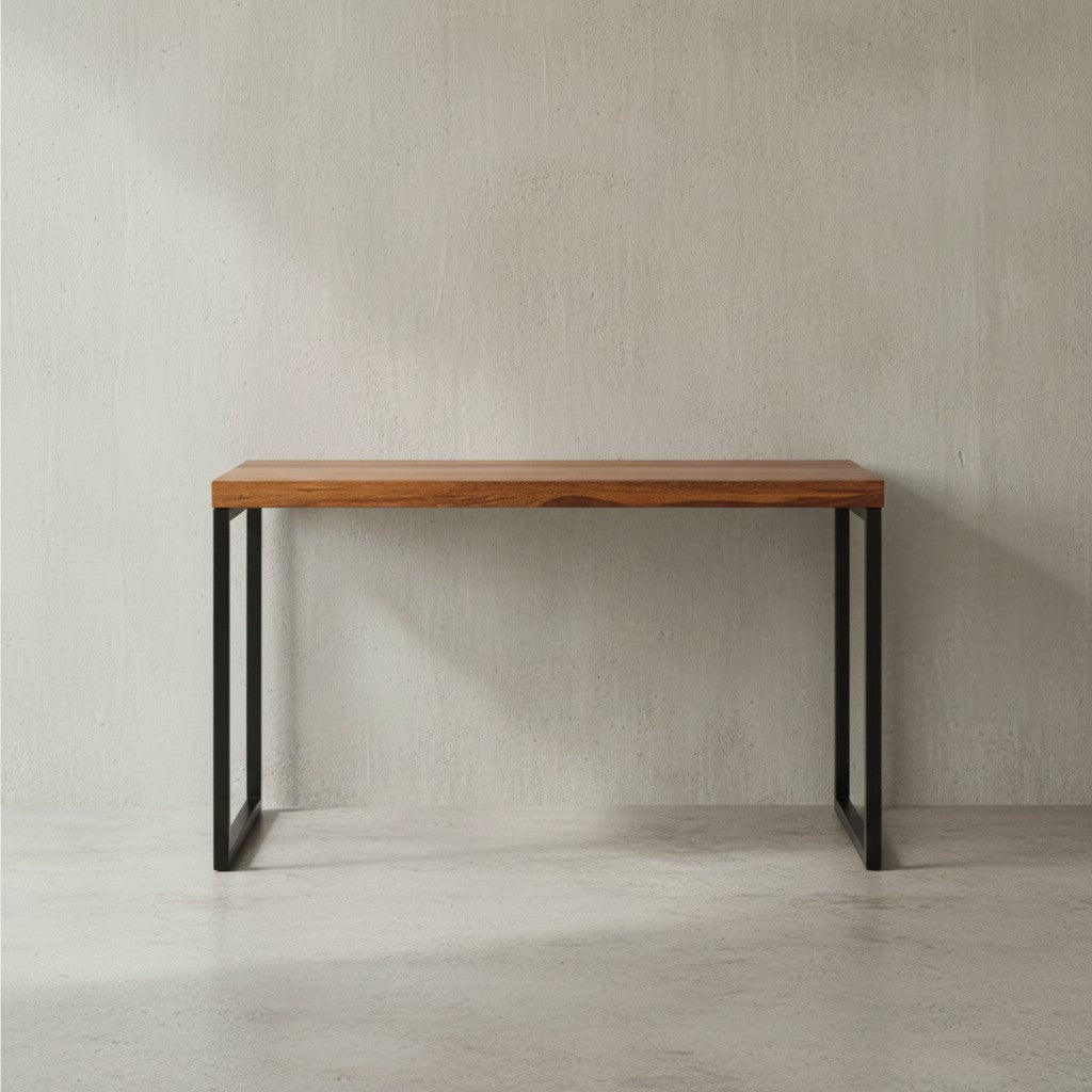 Industrie Schreibtisch_ Sheesham-Massivholz/Metall_ Handgefertigt_ Materialmix - KADIMA DESIGN_Größe_ 117x59x77 cm_