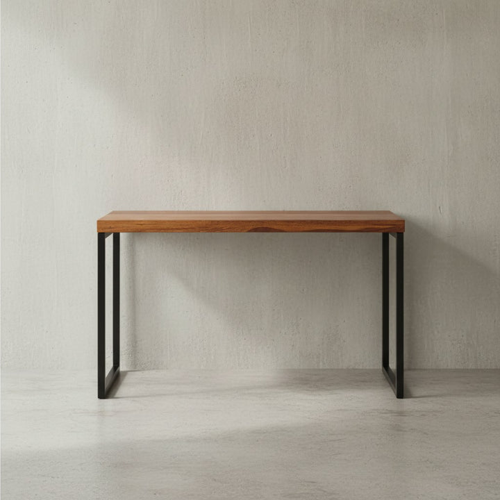 Industrie Schreibtisch_ Sheesham-Massivholz/Metall_ Handgefertigt_ Materialmix - KADIMA DESIGN_Größe_ 117x59x77 cm_