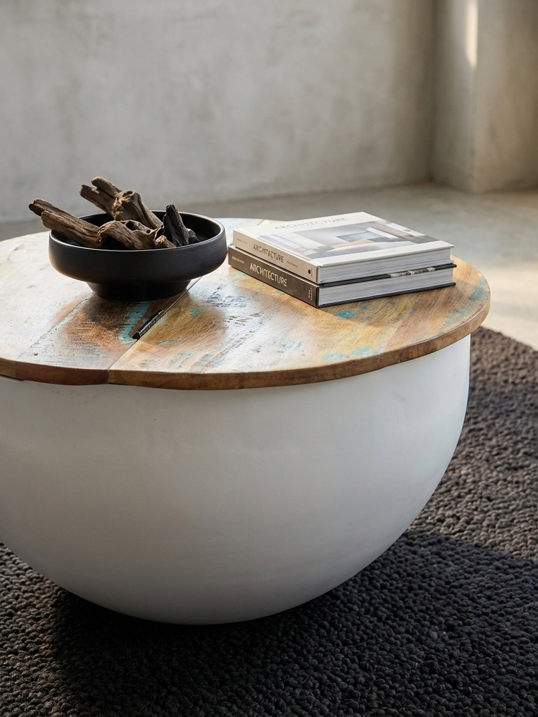 Couchtisch Industrie Stil – Massivholz, Stauraum & Klappfunktion – Kadima Design