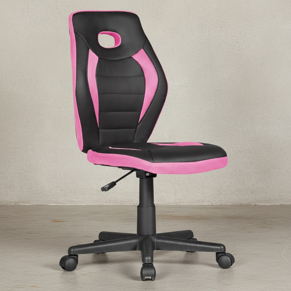 Jugenddrehstuhl_ hohe Rückenlehne_ Schulterunterstützung_ Kunstleder und Mesh_ max. 60 kg Belastbarkeit - KADIMA DESIGN_Farbe_ Rosa_ Größe_ 63x63x103 cm_