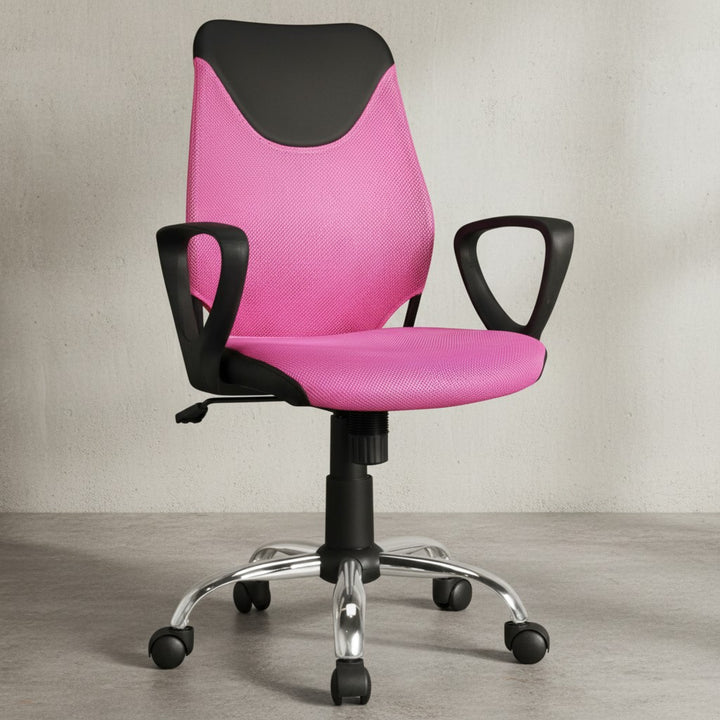 Jugenddrehstuhl DAVOS Nylon_ ergonomisch_ höhenverstellbar_ in Limette/Schwarz_ Blau/Schwarz_ Pink/Schwarz - KADIMA DESIGN_Farbe_ Rosa_ Größe_ 60x60x101 cm_