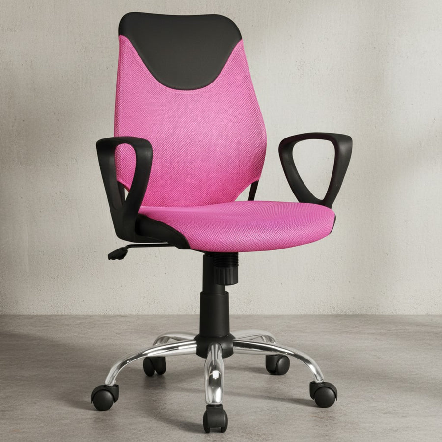 Jugenddrehstuhl DAVOS Nylon_ ergonomisch_ höhenverstellbar_ in Limette/Schwarz_ Blau/Schwarz_ Pink/Schwarz - KADIMA DESIGN_Farbe_ Rosa_ Größe_ 60x60x101 cm_