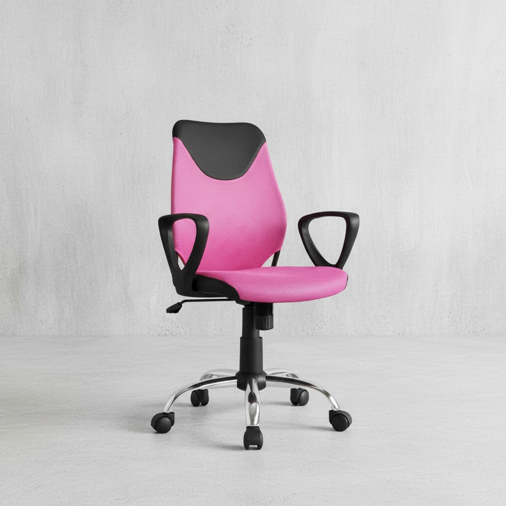 Jugenddrehstuhl DAVOS Nylon_ ergonomisch_ höhenverstellbar_ in Limette/Schwarz_ Blau/Schwarz_ Pink/Schwarz - KADIMA DESIGN_Farbe_ Rosa_ Größe_ 60x60x101 cm_